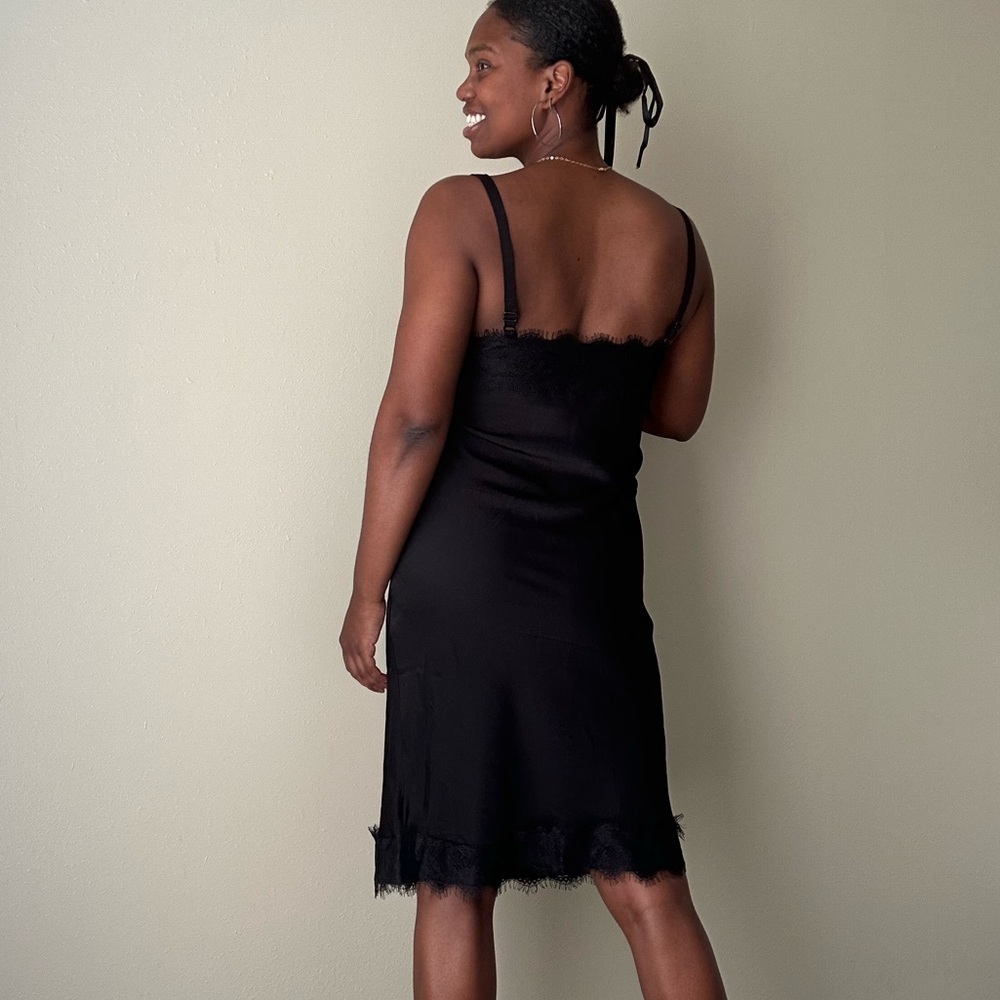 Rebecca Minkoff Black Lace Trim Midi Slip Dress Size Medium - Picture 5 of 14